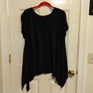 NEW Vera Wang Black Asymmetrical  Short Sleeve Sheer/T Material Shirt. XL